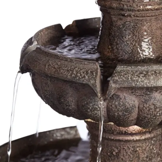 John Timberland Italian Style 3 Tier Outdoor Floor Water Fountain with Light LED 43" High Gray Faux Stone Garden Patio Backyard image {4}