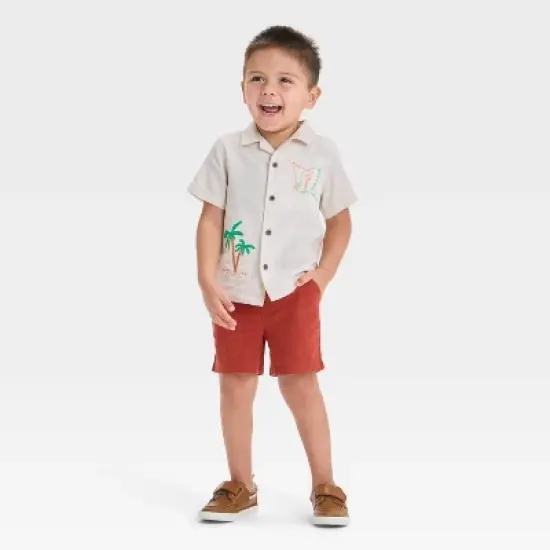 Toddler Boys' Embroidered Tropical T-Shirt - Cat & Jack&trade; Cream image {3}