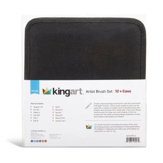 KINGART Brush Set Gold Nylon in Case 12 pc image {3}