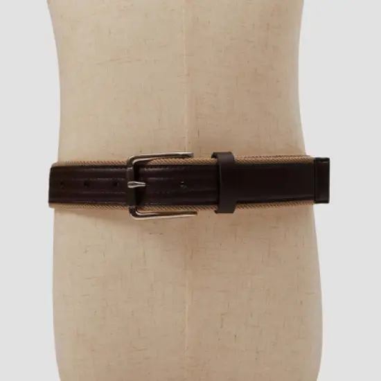 Men's Khaki Fabric with Overlay Belt - Goodfellow & Co&trade; Brown image {4}