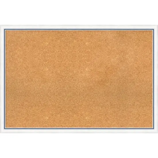 38"x26" Morgan Wood Frame Natural Cork Board White/Blue - Amanti Art: Bulletin Board for Office, Wall Mounted image {10}