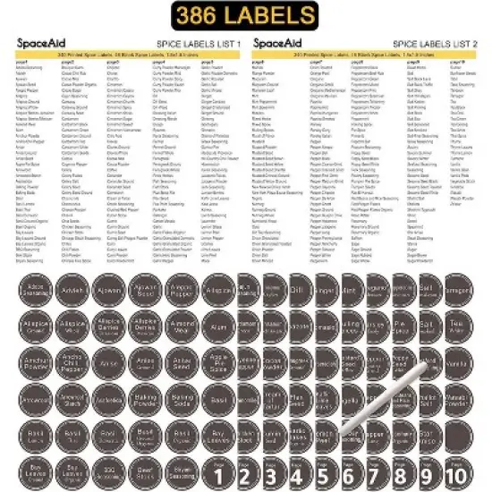 Spice Rack Organizer with 28 Jars, 386 Labels, for Cabinet, Countertop, Pantry or Wall Mount image {5}