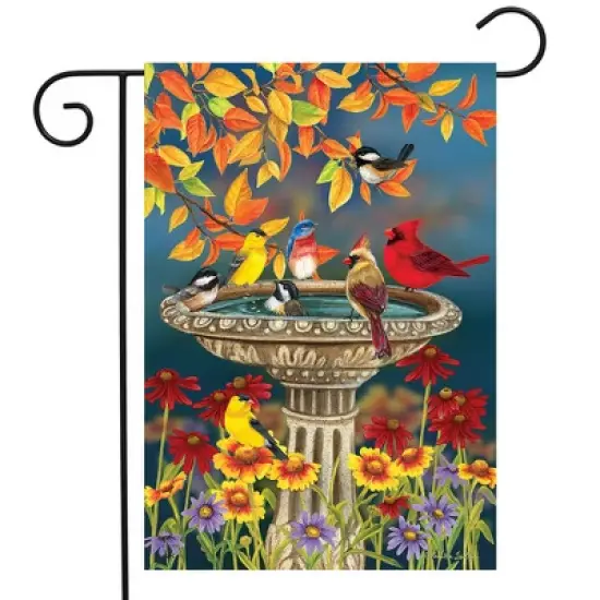 Briarwood Lane Fall Garden Flag 12x18 For Outdoor Fall Birdbath Floral For Fall Garden Flag Flags For Outside image {1}