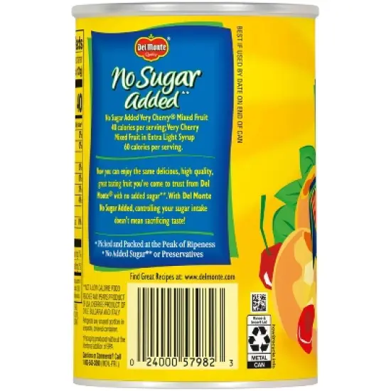 Del Monte No Sugar Added Very Cherry Mixed Fruit - 14.5oz image {3}