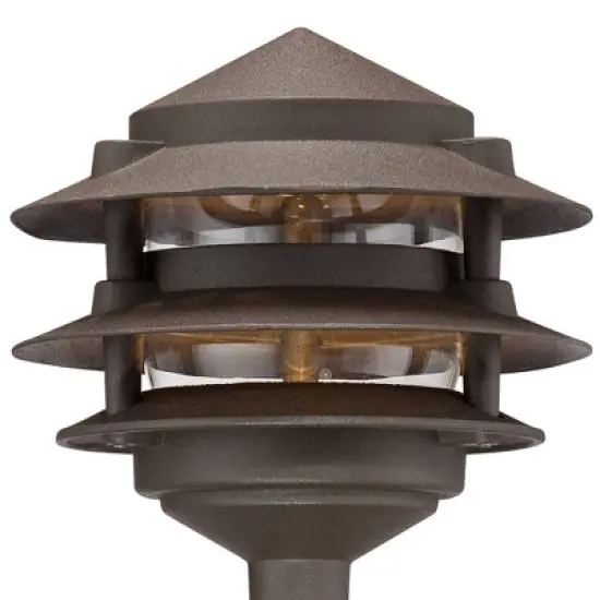 John Timberland Three-Tier Pagoda 11" High Bronze LED Path Lights Set of 2 image {1}
