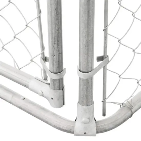 PawHut Outdoor Metal Dog Kennel, Pet Playpen with Steel Lock, Mesh Sidewalls and Cover for Backyard & Patio image {5}