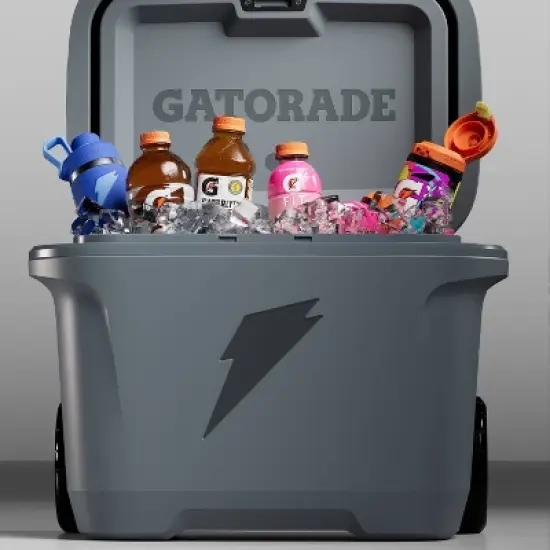 Gatorade 50qt Ice Rolling Cooler - Gray: HDPE Body, 75 Can Capacity image {2}