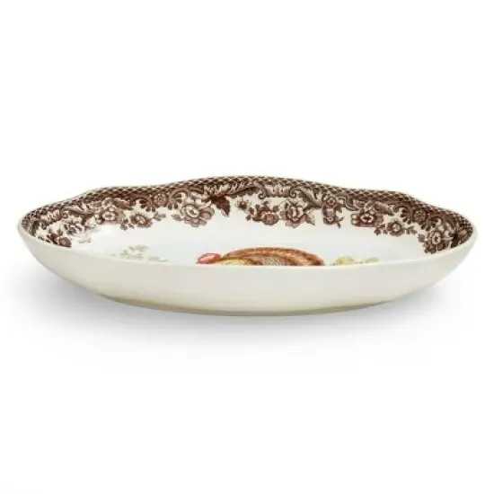 Spode Woodland Turkey Pickle Dish &ndash; 8.5 Inch Porcelain Serving Dish &ndash; Microwave, Oven, Freezer & Dishwasher Safe, Rustic Thanksgiving Serveware image {2}