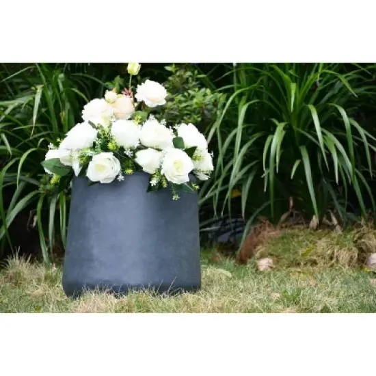 17.3" Tall Lightweight Concrete Modern Outdoor/Indoor Planter Charcoal - Rosemead Home & Garden, Inc. image {4}