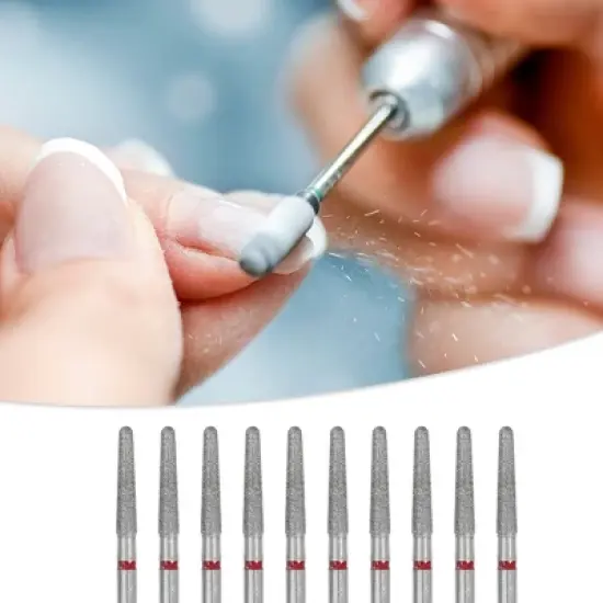 Unique Bargains Acrylic Nails Emery Nail Drill Bits Set 3/32" Red 10 Pcs image {1}