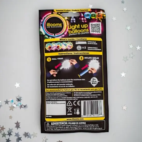 5ct illooms LED Light Up Marble Balloon: Multicolor Latex for Birthday Parties, Includes Batteries, Ages 8+ image {2}