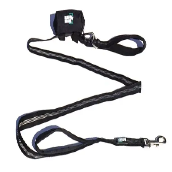 Black Rhino Dog Leash - 6ft Long Leash w/ Padded Comfort Handles & Reflective Lead - Black image {3}