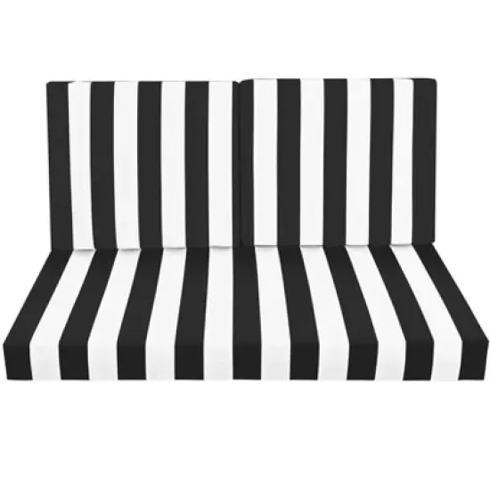 Outdoor Deep Seat Cushions for Patio Furniture &ndash; Striped Double Seat Set (1 Seat + 2 Back Cushions) &ndash; Removable Covers image {8}