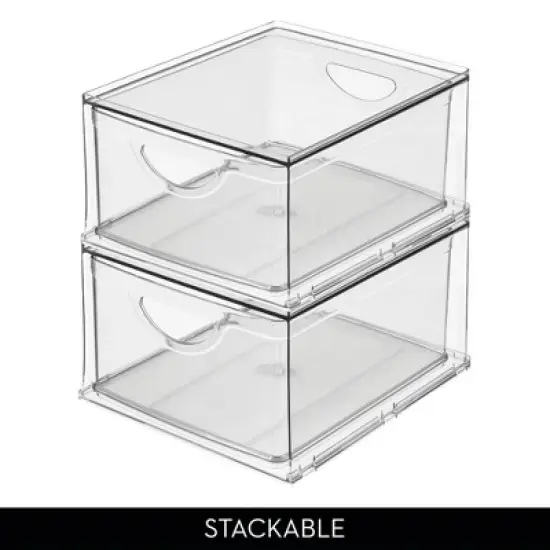 iDesign Stackable Storage Drawer for Pantry, Set of 4, Clear, Made in USA image {4}