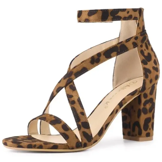 Allegra K Women's Crisscross Ankle Strap Chunky Heel Sandals image {7}