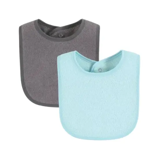 Hudson Baby Drooler Bib with Waterproof Lining, Gray Orange, One Size image {2}