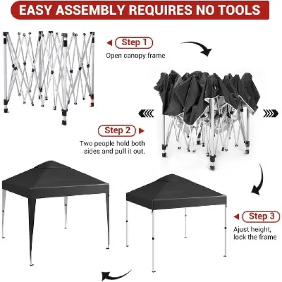 GustoWave 10x10 Ft Pop Up Canopy Tent, Sun Shelter Gazebo for Outdoor Camping image {3}