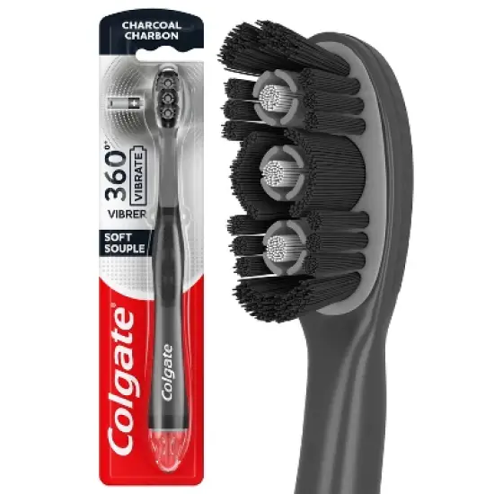 Colgate 360 Vibrate Charcoal Battery Powered Toothbrush - Black image {12}