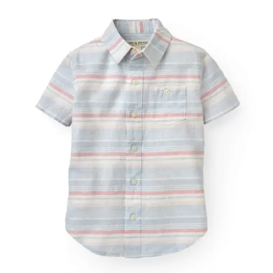 Hope & Henry Boys' Linen Short Sleeve Button Down Shirt, Infant image {6}