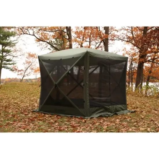 Gazelle GG500GR 4 Person 5 Sided Outdoor Portable Pop Up Water and UV Resistant Gazebo Screened Tent with Carry Bag and Stakes, Alpine Green image {2}