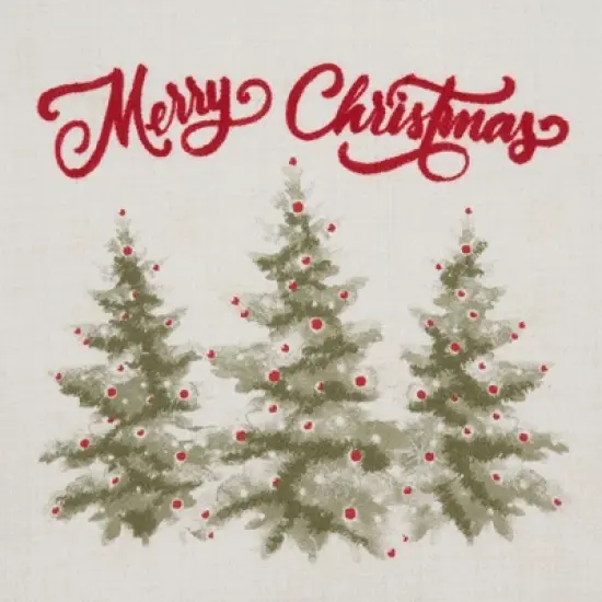 Saro Lifestyle Merry Christmas Trees Runner, Natural, 13" x 72" image {2}