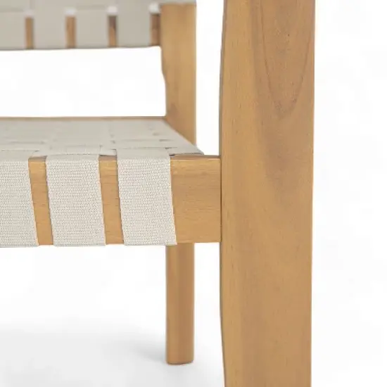 Christopher Knight Home Adkins Patio Rustic Woven Rope Acacia Wood Loveseat image {7}