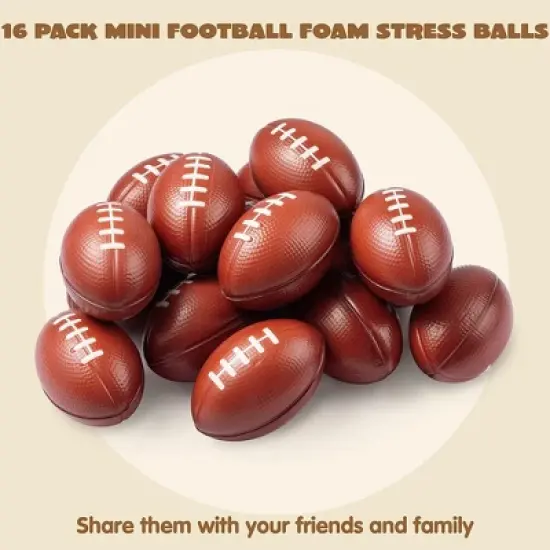 JOYIN 16 Pack 3.25&rdquo; Mini Football Foam Stress Balls Toy for Kids Sports Birthday Party Favor, Squeeze Squish Balls image {1}