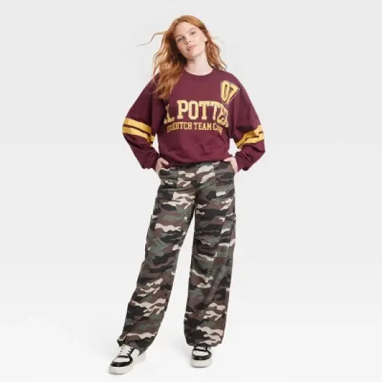 Women's Harry Potter Collegiate Long Sleeve Jersey Graphic T-Shirt - Red image {2}