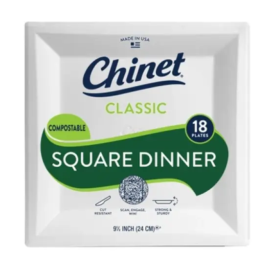 Chinet Classic Square Dinner Plate 9 1/2" - 18ct image {4}
