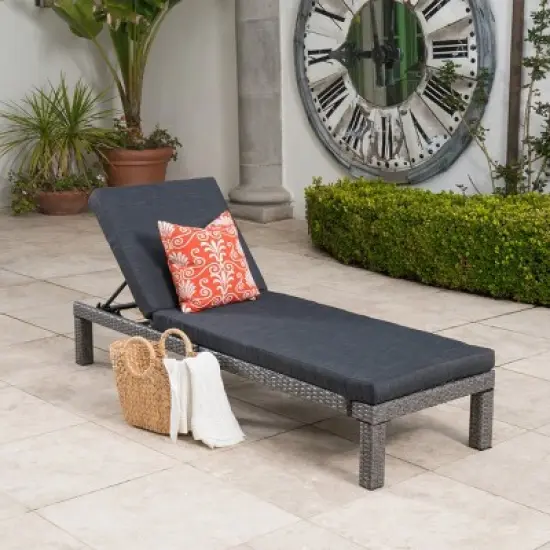Chaise Lounge with Cushioned Seat and Adjustable Backrest, Rattan Chaise Lounge Chair for Patio or Poolside-Maison Boucle image {7}
