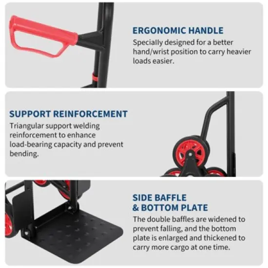 Stair Climbing Dolly, Heavy Duty Hand Truck with 6 Wheels & Telescoping Handle, Folding Cart for Home Office Warehouse image {2}