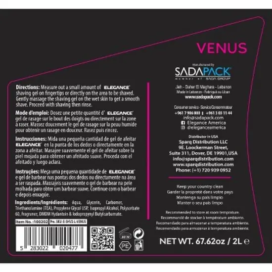 Elegance Barber Accessories - Transparent Shaving Gel For Men Or Women, Sweet/Floral Venus Fragrance - The Ultimate Shaving Solution - (16.9 Oz) image {3}