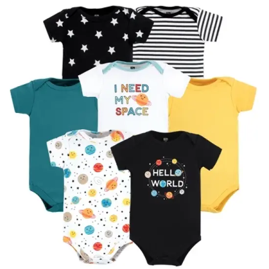 Hudson Baby Cotton Bodysuits, Happy Planets image {12}