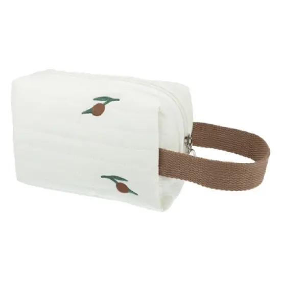 Unique Bargains Durable Embroidered Makeup Bag Beige Brown 1 Pc image {3}