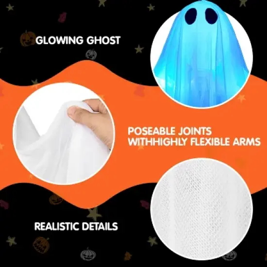Joyfy Halloween Hanging Ghost Outdoor Decoration, 47&rdquo; LED Light Hanging Ghost Halloween Hanging Decoration for Indoor Outdoor Party Decor image {3}