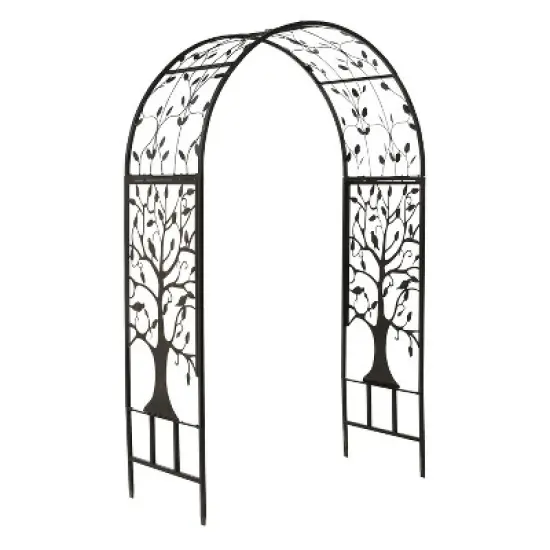 Metal Arched Garden Arbor with Tree of Life Design image {3}
