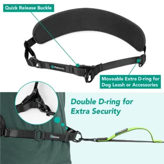 PetAmi Hands Free Dog Leash, Adjustable Waist Belt for Large Dog Walking Up to 125 lbs, Reflective Safety Bungee Running Hiking Jogging Biking image {2}