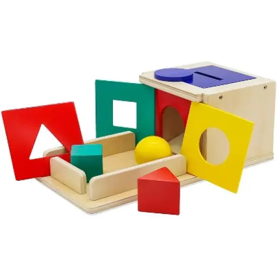 Wooden Montessori Shape Sorter and Object Permanence Learning Toy image {1}