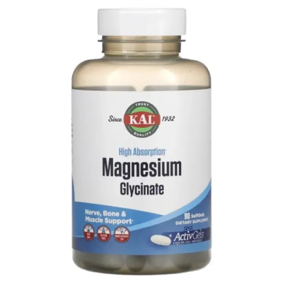 KAL High Absorption Magnesium Glycinate, 90 Softgels (105 mg per Softgel) image {4}