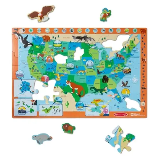 Melissa & Doug National Parks U.S.A. Map Floor Puzzle 45pc Jumbo and Animal Shapes, Search-and-Find Activities, Park and Animal ID Guide image {3}