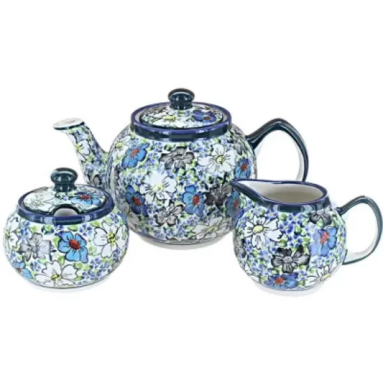 Blue Rose Polish Pottery 5960 Zaklady 3 PC Tea Set image {3}
