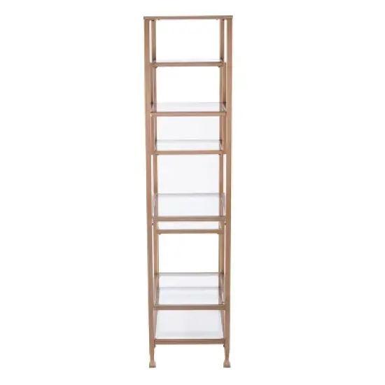 68" Jamel Metal Glass Asymmetrical Etagere Bookcase Gold - Aiden Lane image {2}