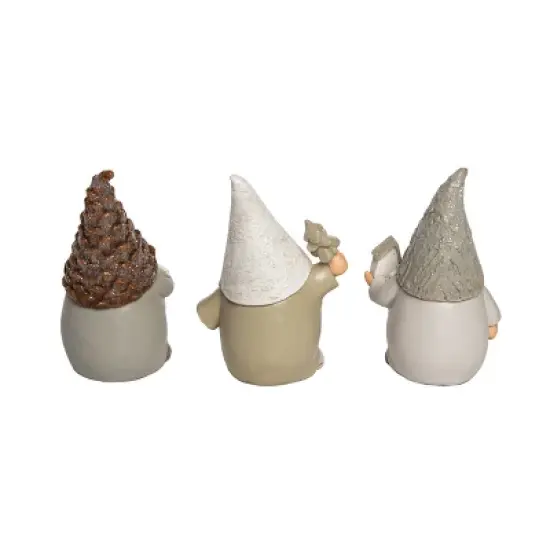 Transpac Resin Birch Gnome Figurine Set of 3 for Christmas Home Decorations Decorative Objects Polyester image {1}