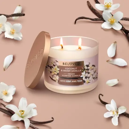 Beloved Coconut & Warm Vanilla 2-Wick Vegan Candle - 11.5oz image {4}
