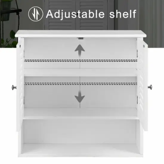 Costway Bathroom Wall Storage Cabinet Double Doors Shelves Kitchen Medicine Organizer image {5}