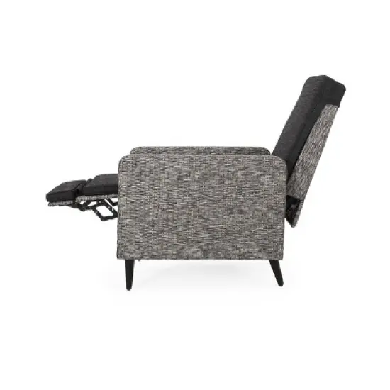 Murdock Outdoor Wicker Recliner - Black/Dark Gray - Christopher Knight Home image {2}
