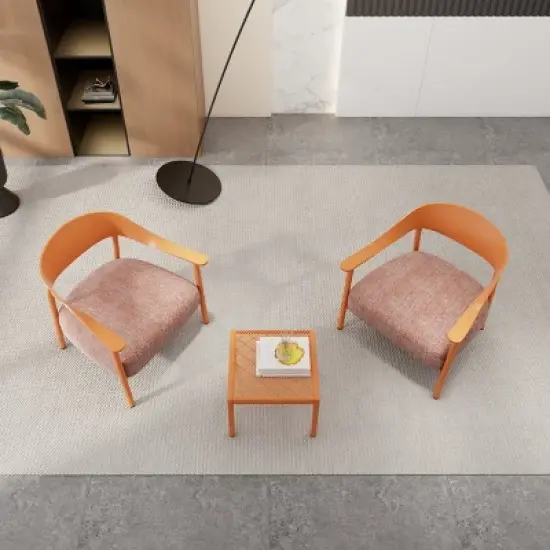 3-Piece Patio Conversation Set with 2 Cushioned Chairs and Coffee Table, Small Space Outdoor Furniture for Balcony or Porch-The Pop Home image {2}