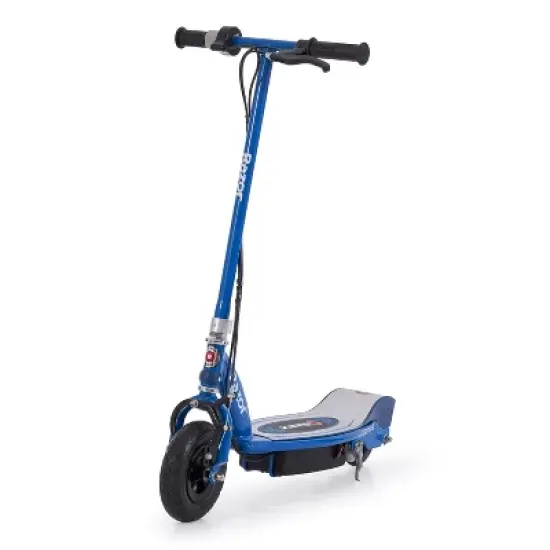 Razor E100 Kids Ride On 24V Motorized Powered Electric Kick Scooter Toy, Speeds up to 10 MPH with Brakes, and Pneumatic Tires for Kids Ages 8+, Blue image {1}