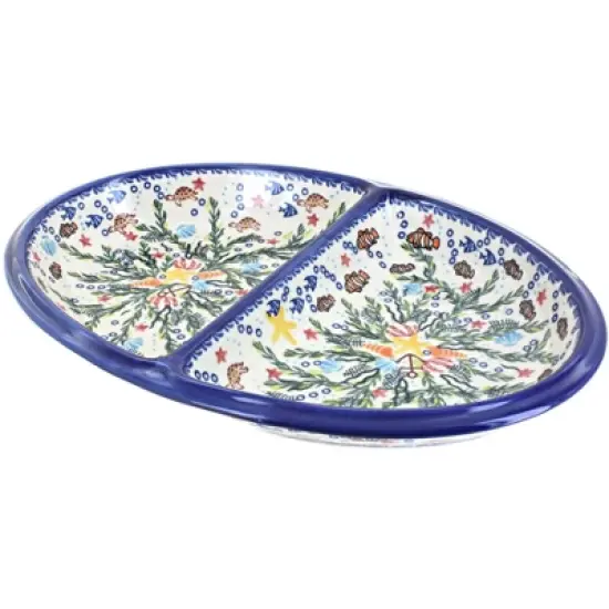 Blue Rose Polish Pottery 203 Vena Divided Dish image {1}