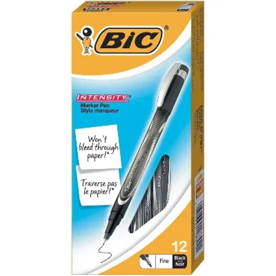 Bic Intensity Permanent Marker Pen .5mm Fine Black Dozen FPIN11BK image {4}